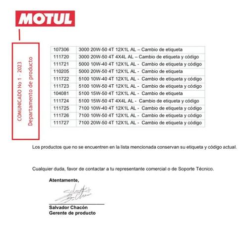 Aceite Lubricante Motor Motul 7100 Sintético 20w-50 Motos 1l 6