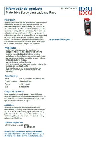 Lubricante Cadena Sintetico Race Moto Liqui Moly 400 Ml 3