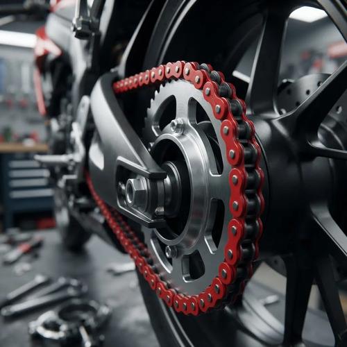 Cadena Moto 520 Oring 120l Reforzada Repuesto Choho Rojo 3