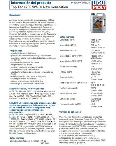 Aceite 5w30 Sintetico Top Tec 4200 Liqui Moly 1l 4