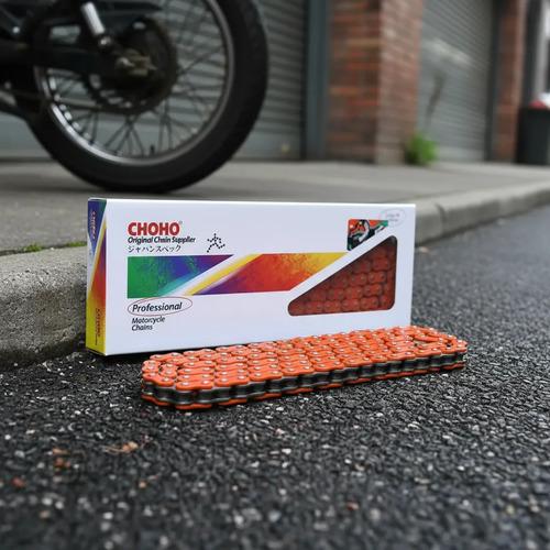 Cadena Moto 520 Oring 120l Reforzada Repuesto Choho Naranja 2