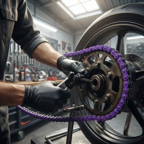 Cadena Moto 520 Oring 120l Reforzada Repuesto Choho Violeta 3